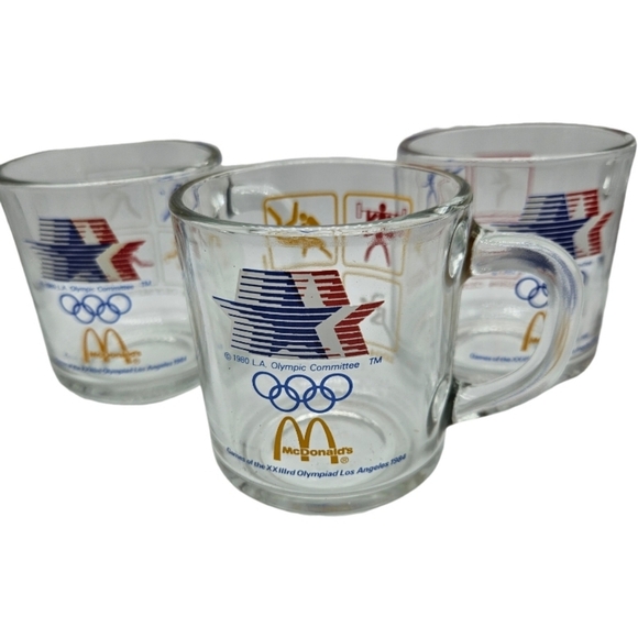 👍1984 LA Olympics Glass Mugs Set (3) by McDonalds - Picture 2 of 12